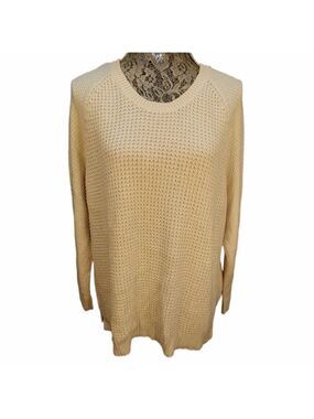 Sonoma 1X Cream Waffle Knit Tunic Sweater Long Sleeve Plus Size